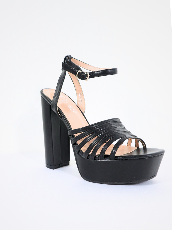 Sandalias tiras con tacon grueso -mujer-