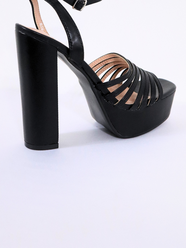 Sandalias tiras con tacon grueso -mujer-