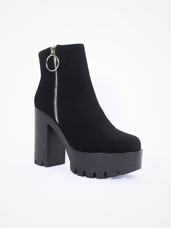 Botín de ante tacón grueso con...