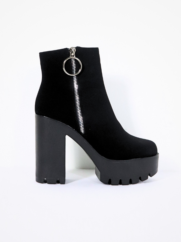 Botín de ante tacón grueso con...