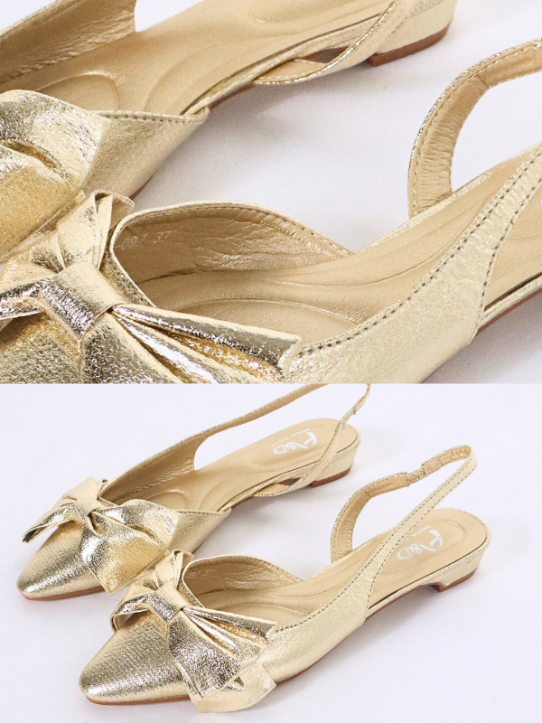 Zapato plano con lazo - dorado