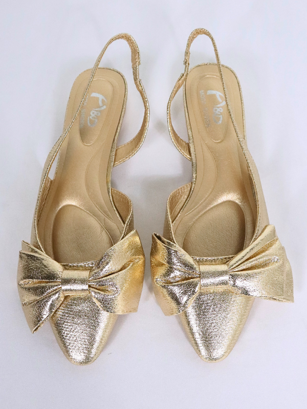 Zapato plano con lazo - dorado