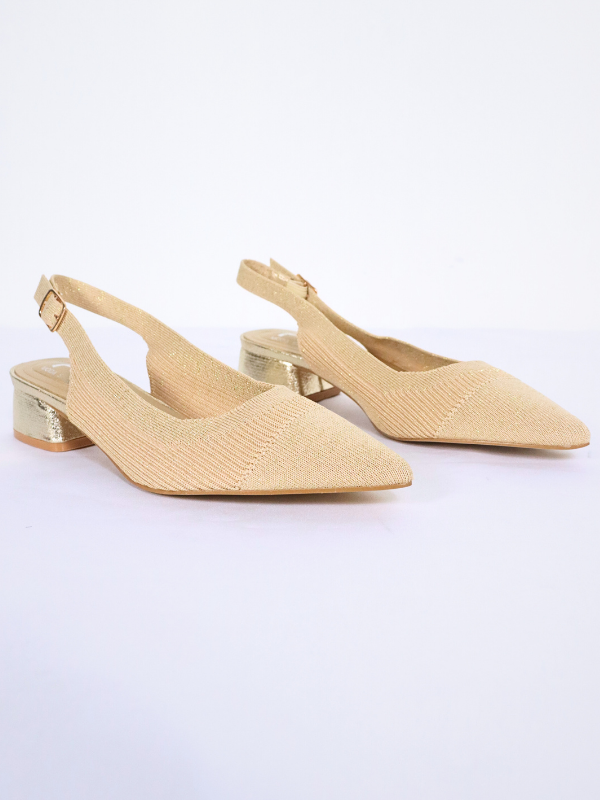 Zapato tacón bajo - dorado