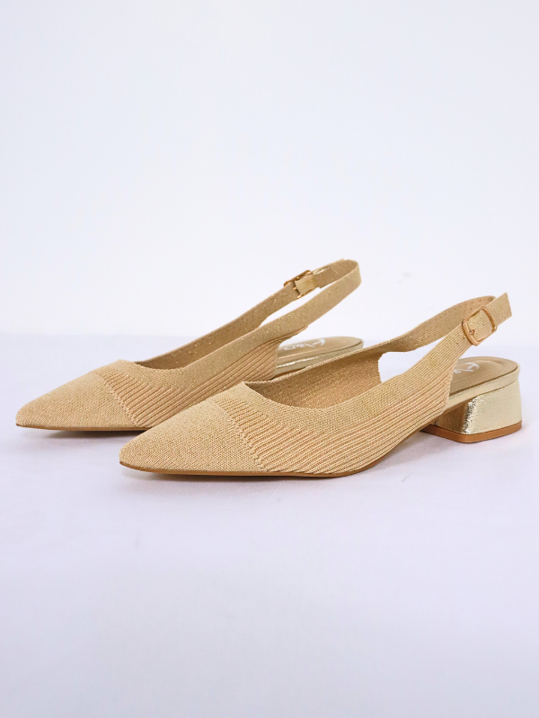 Zapato tacón bajo - dorado