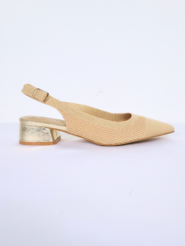 Zapato tacón bajo - dorado