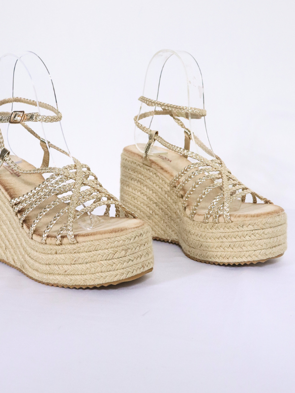 sandalia cuña - dorado