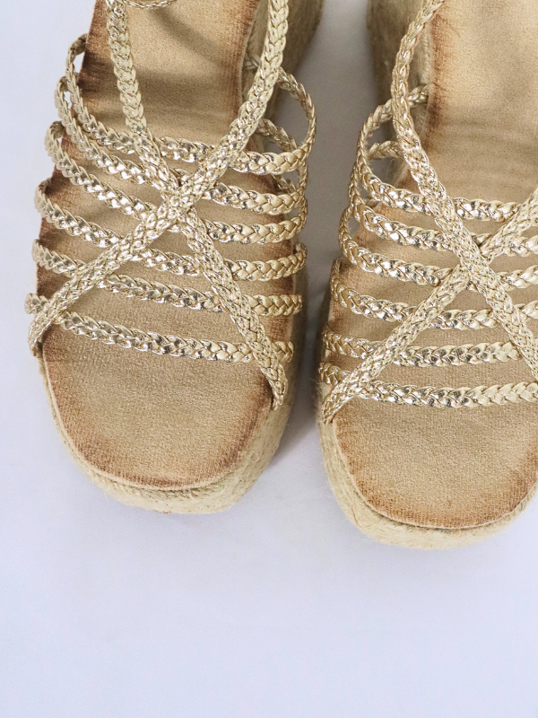 sandalia cuña - dorado 2