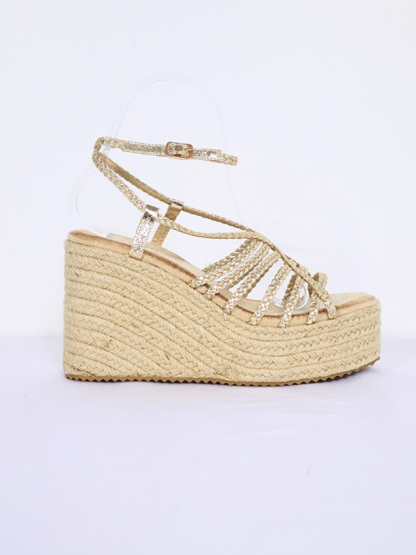 sandalia cuña - dorado