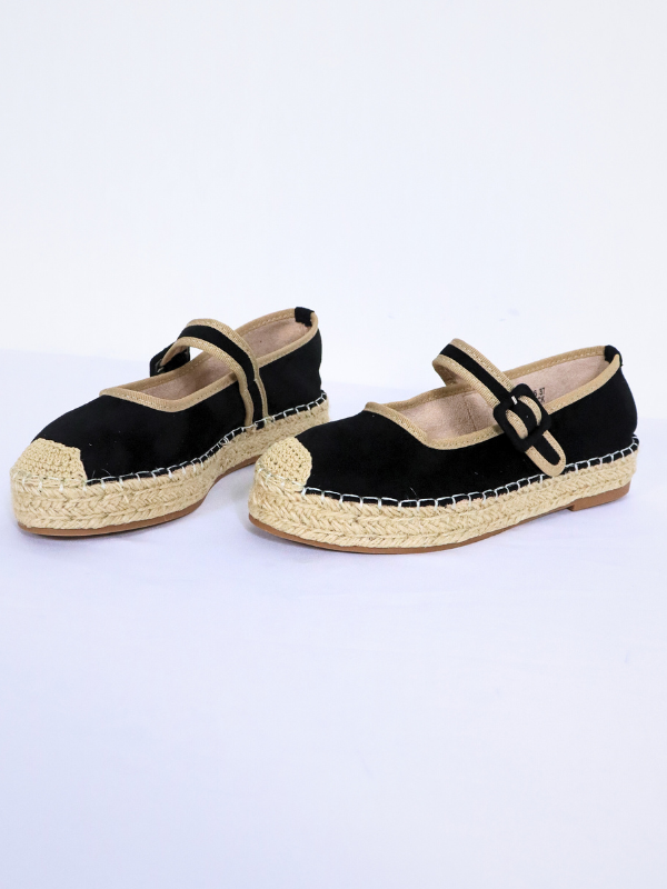 Alpargatas antelina con tira - Negro