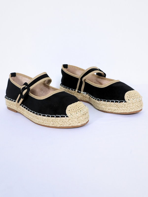 Alpargatas antelina con tira - Negro