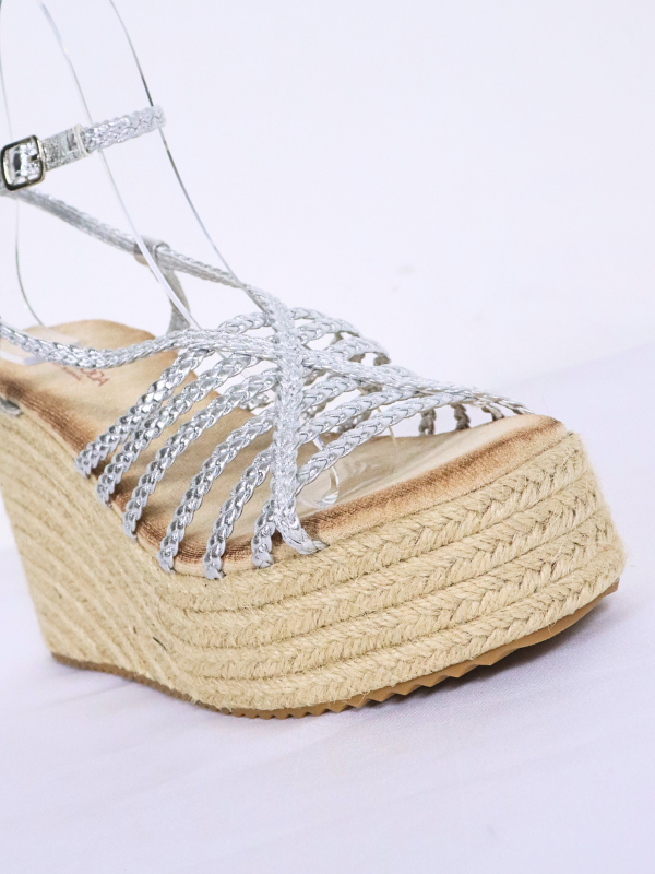 Sandalias de cuña - silver/plateado