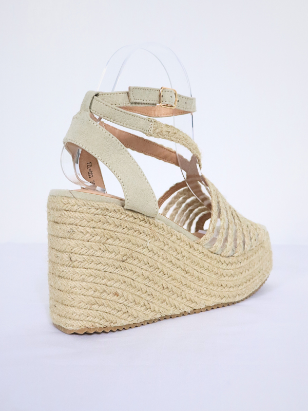 Sandalia cuña alta - beige