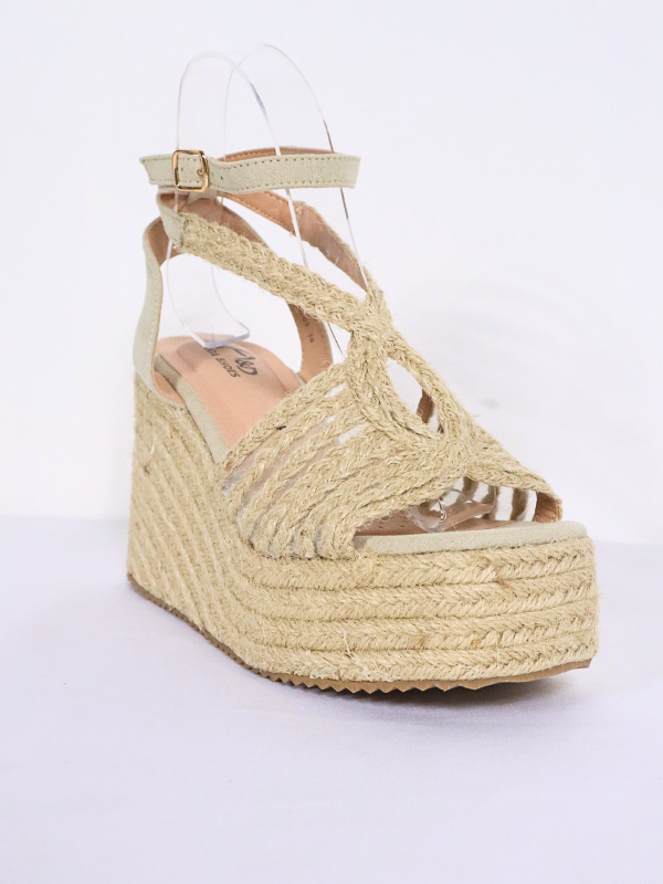 Sandalia cuña alta - beige