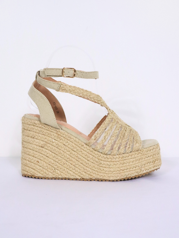 Sandalia cuña alta - beige