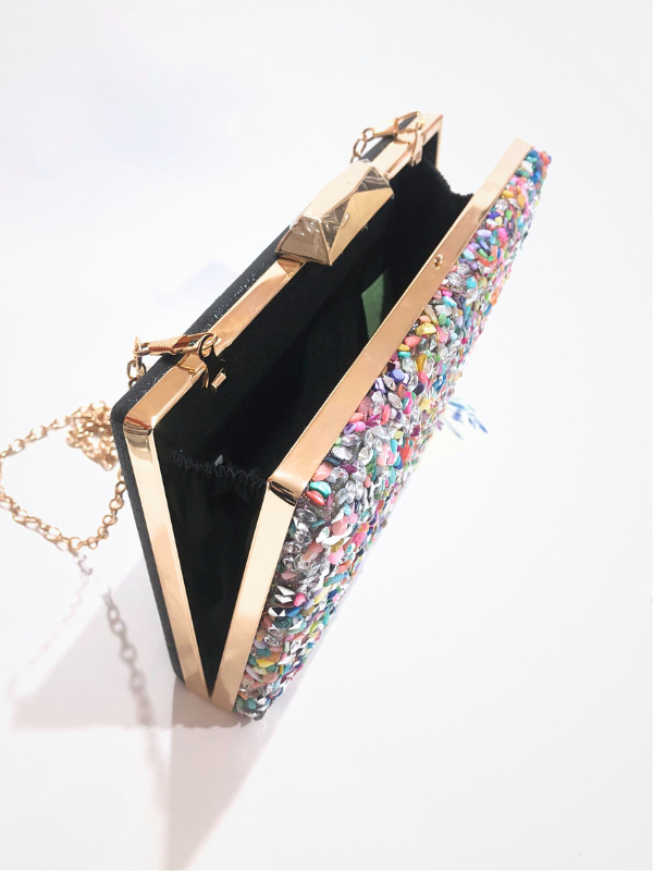 Bolso Clutch De Piedra Cadena Hombro...