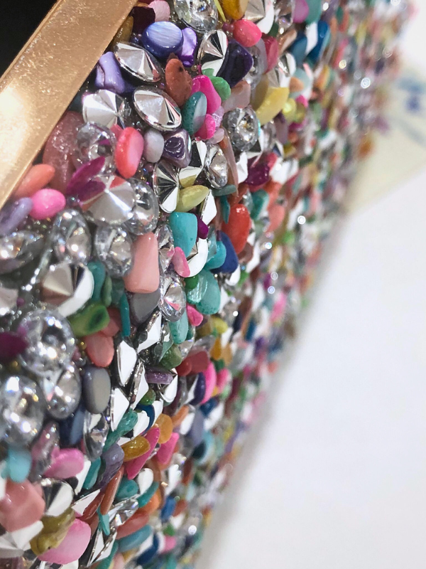 Bolso Clutch De Piedra Cadena Hombro...