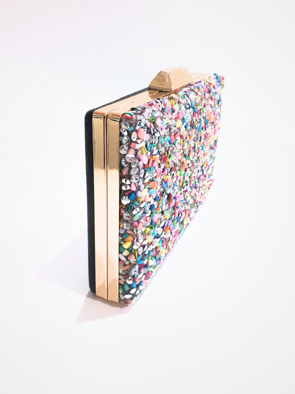 Bolso Clutch De Piedra Cadena Hombro...