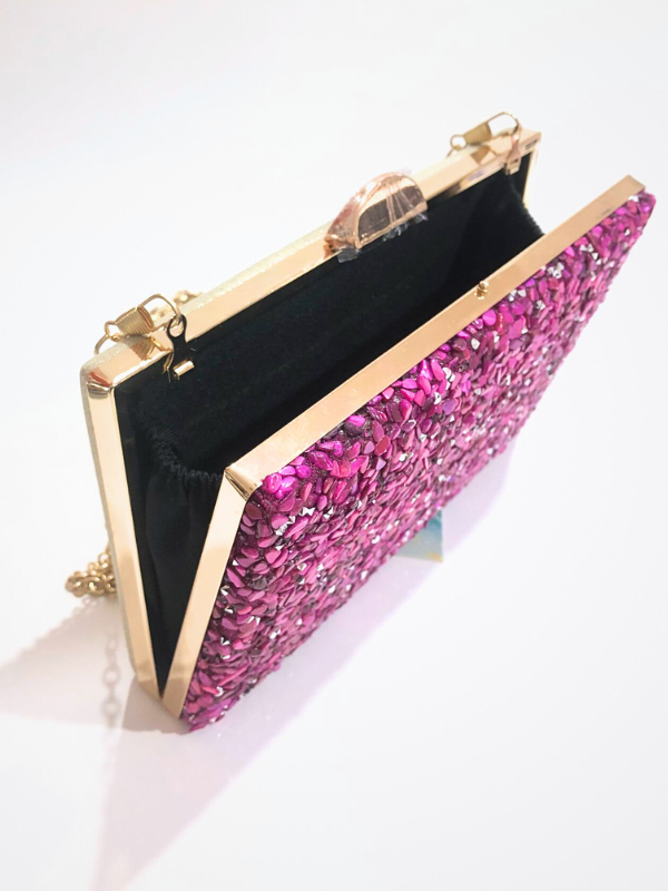 Bolso Clutch De Piedra Cadena Hombro...