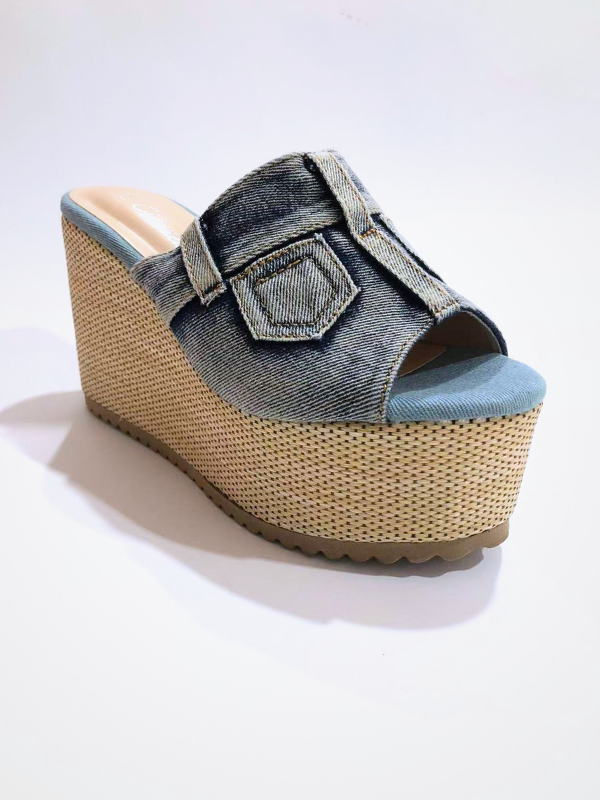 Zueco vaquero. sandalia vaquero cuña...