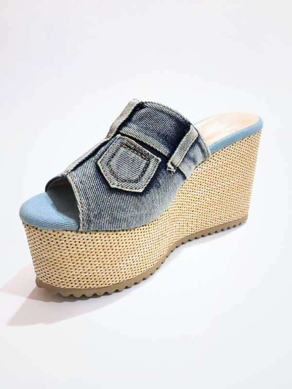 Zueco vaquero. sandalia vaquero cuña...