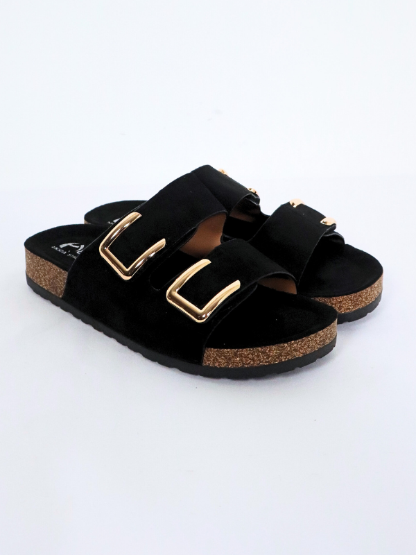 Sandalias planas con hebilla de...