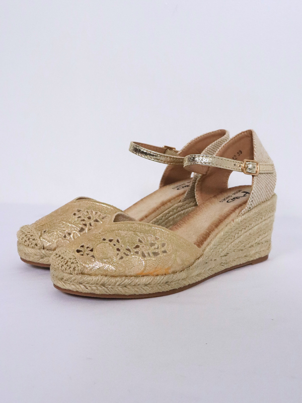 Sandalias dorado huecas de tacón de...