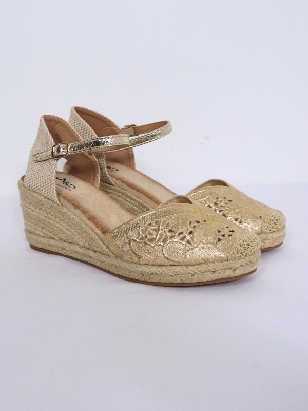 Sandalias dorado huecas de tacón de...