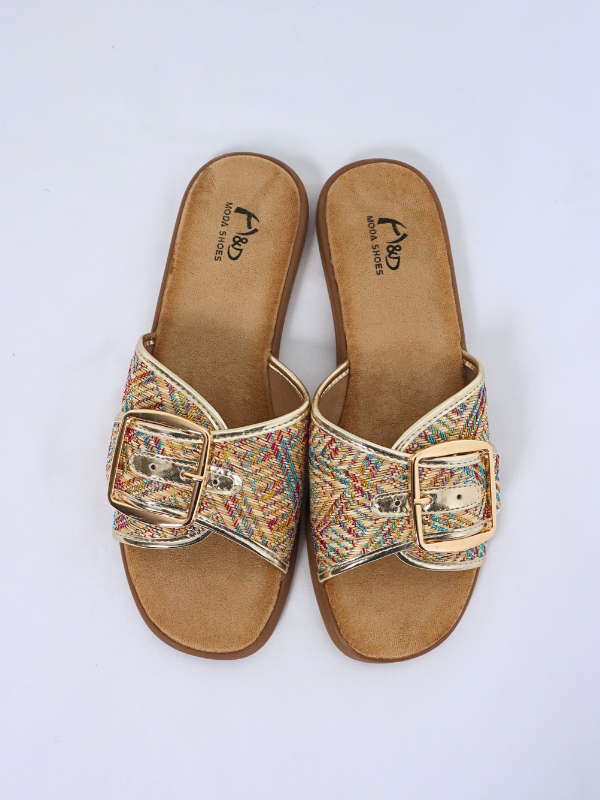 Sandalia plana de verano de ancho...