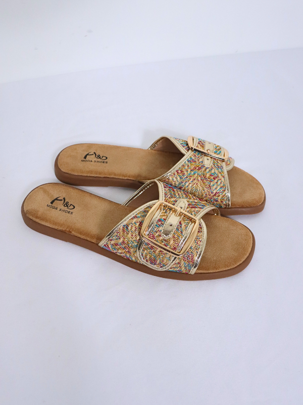 Sandalia plana de verano de ancho...