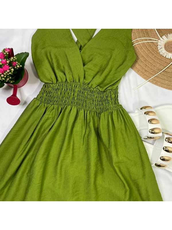 Vestido de tirantes con fruncido bajo...