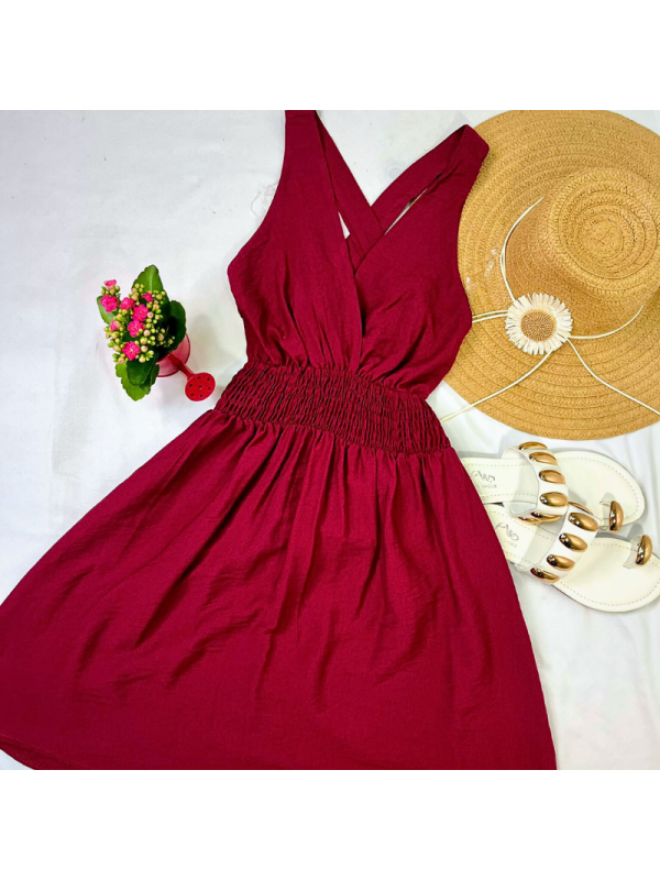 Vestido de tirantes con fruncido bajo...