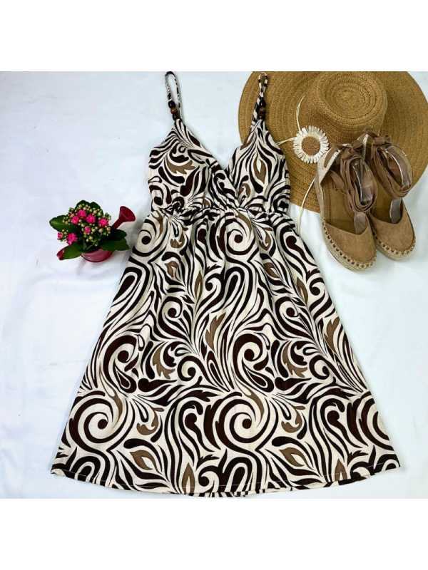 Vestido de tirantes con estampado y...