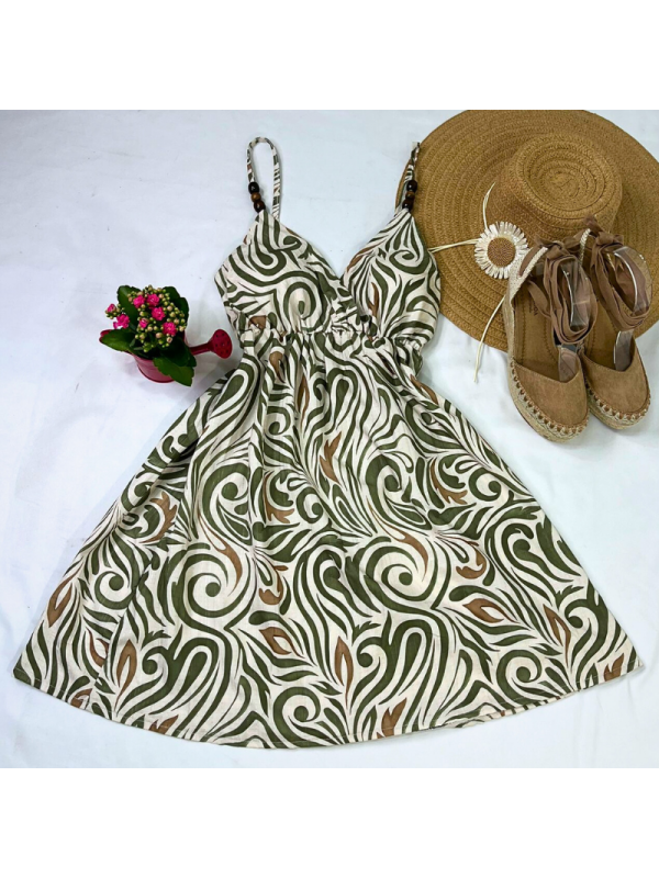 Vestido de tirantes con estampado y...