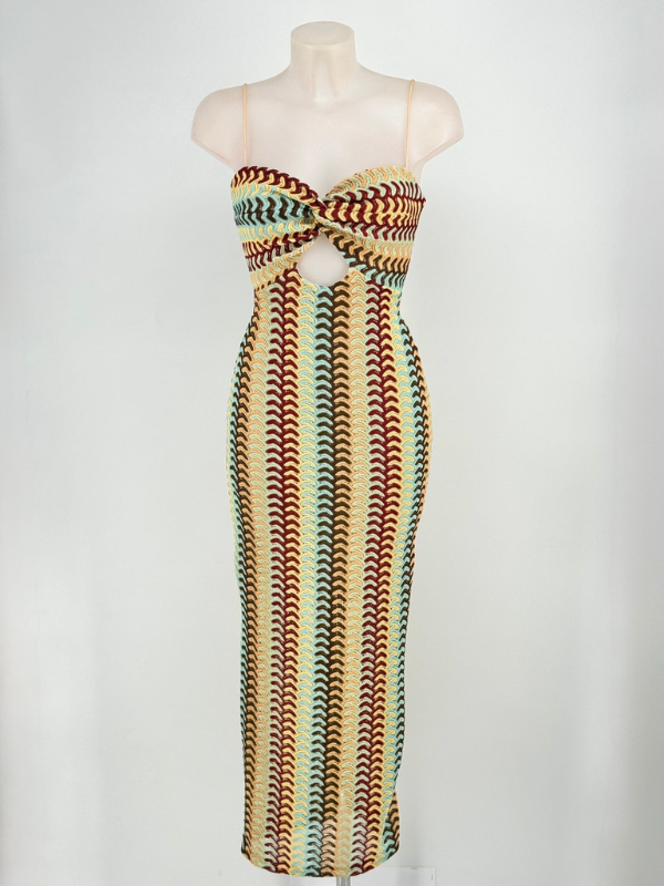 Vestido largo de tirantes en punto,...