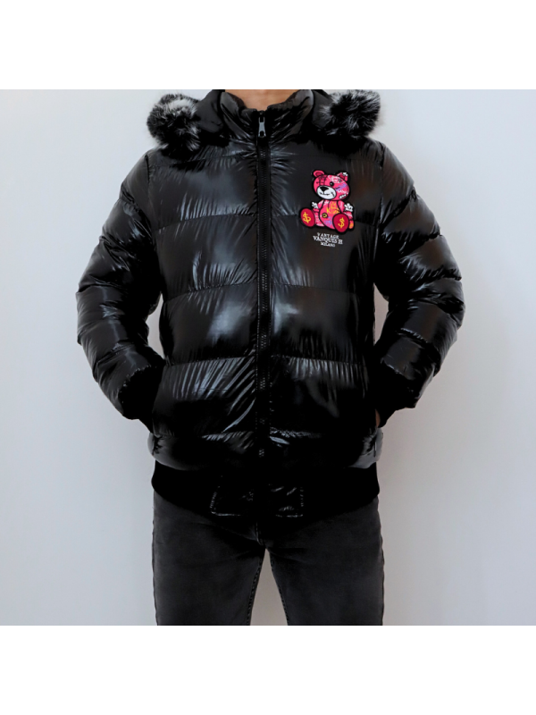 Abrigo charol con capucha para hombre