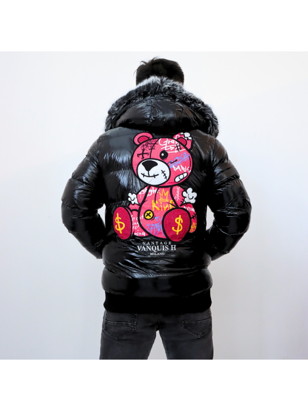 Abrigo charol con capucha para hombre