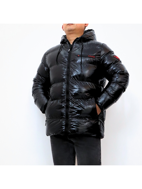 Abrigo charol liso con capucha para...