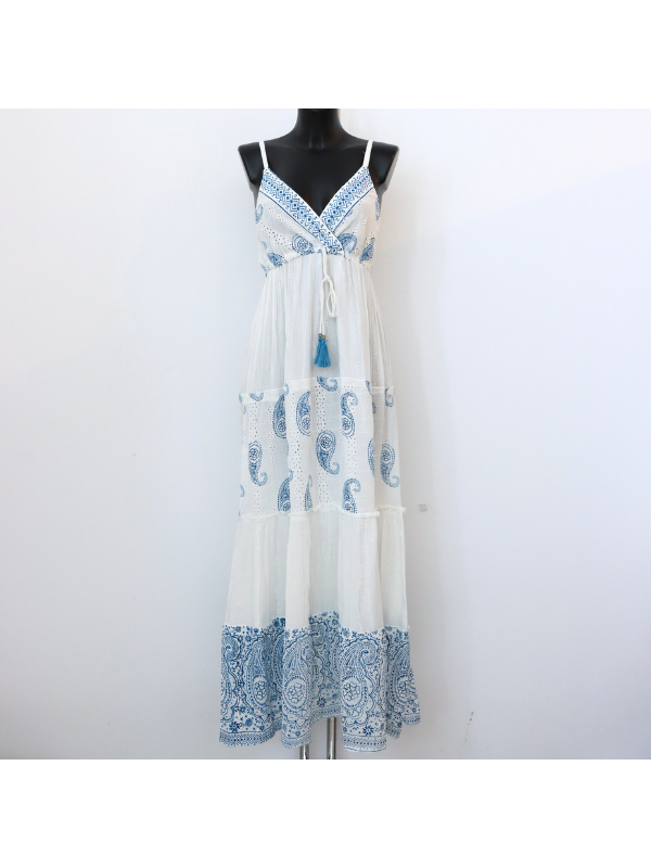 Vestido largo con tirantes, elástico...