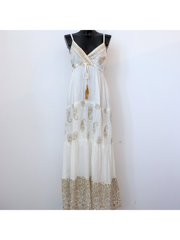 Vestido largo con tirantes, elástico...