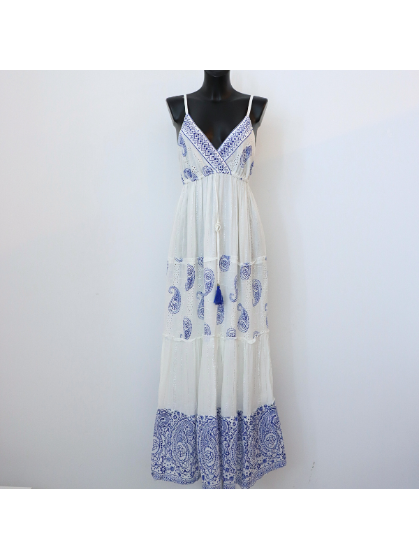 Vestido largo con tirantes, elástico...