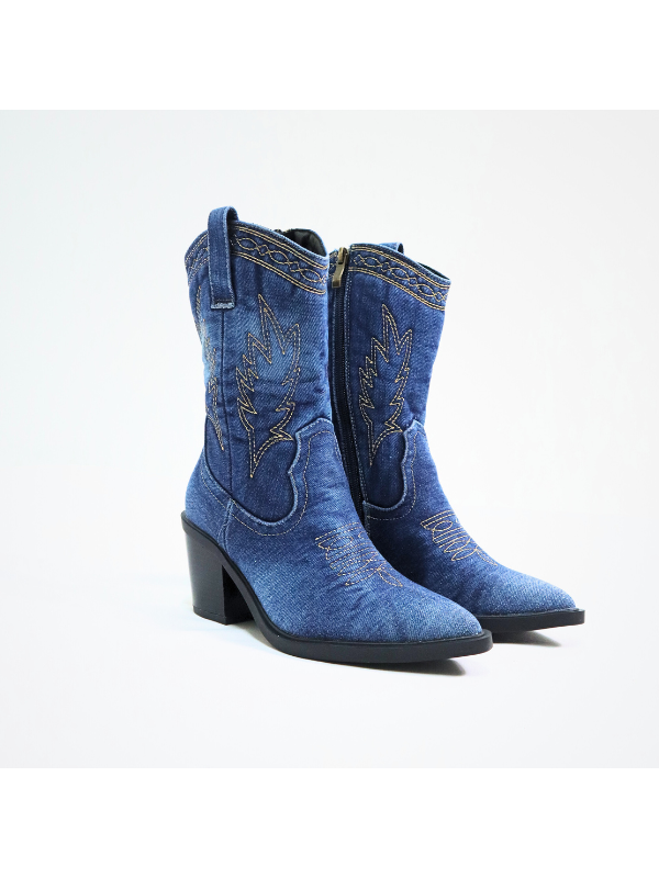 Bota vaquera denim con tacón block