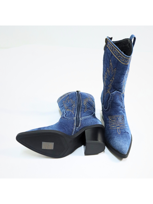 Bota vaquera denim con tacón block