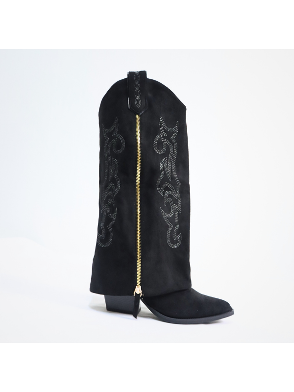 Botas de moda con costuras decorativas