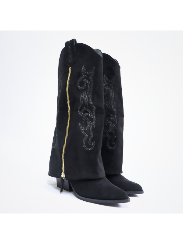 Botas de moda con costuras decorativas