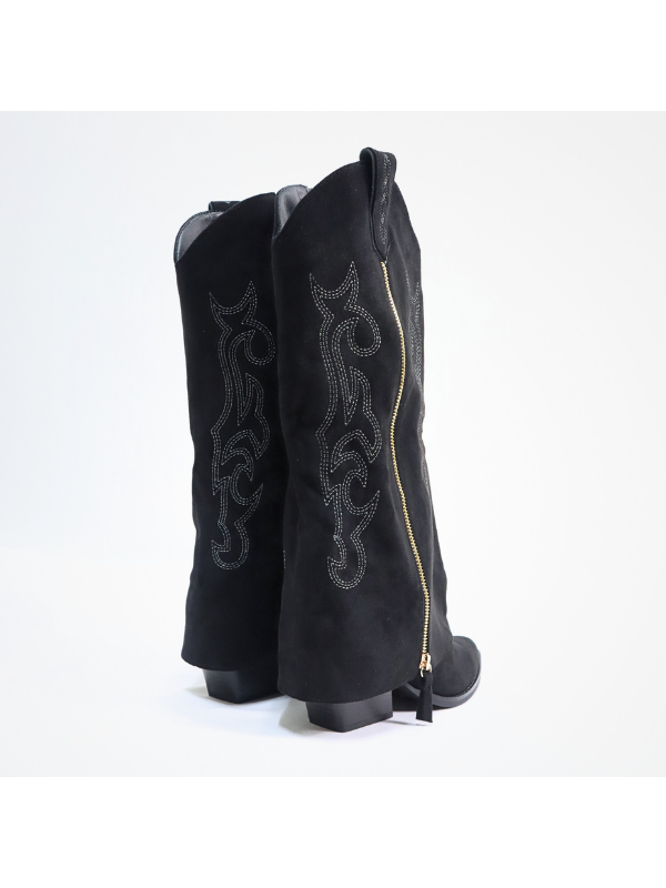 Botas de moda con costuras decorativas