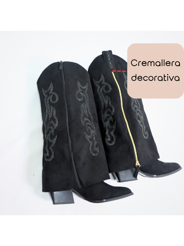 Botas de moda con costuras decorativas