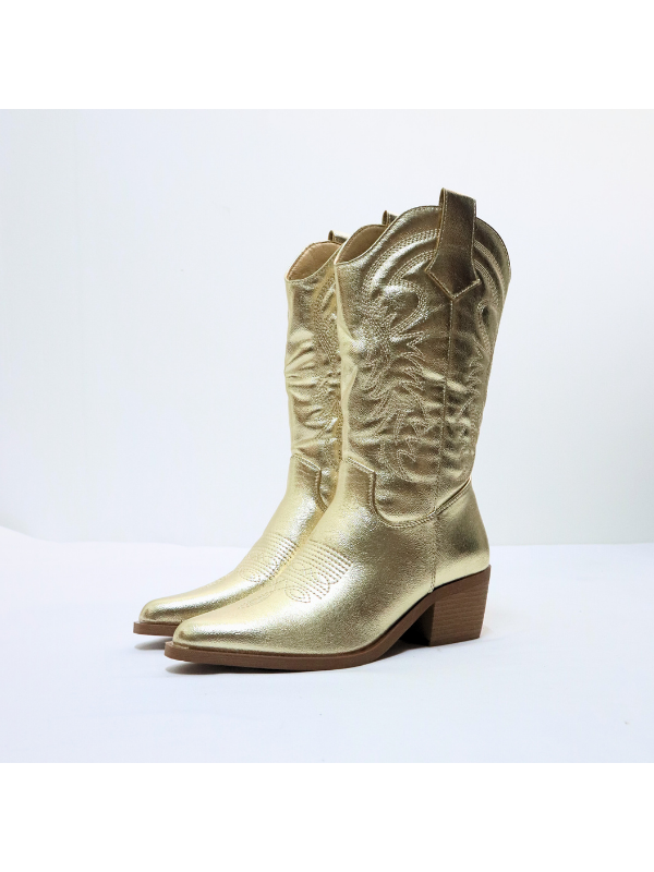 Botas cowboy con tacón bajo para mujer