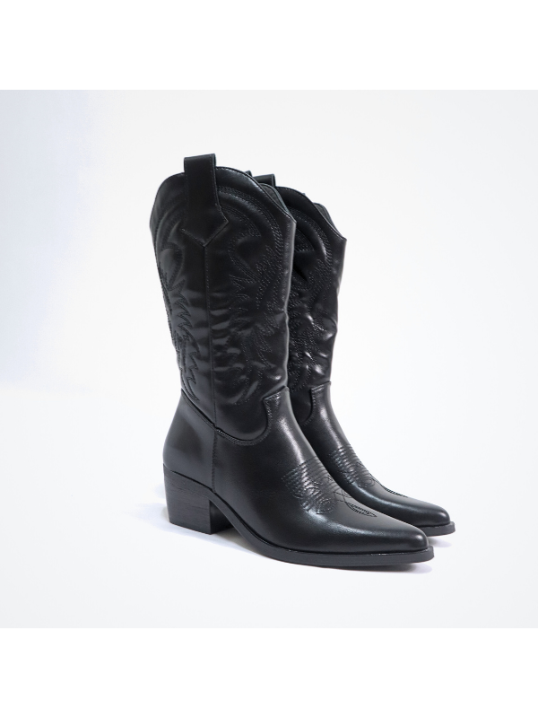 Botas cowboy con tacón bajo para mujer