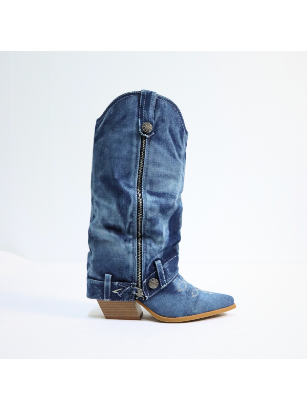 Botas altas de moda en denim con...