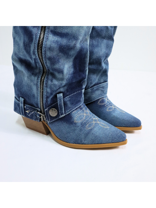 Botas altas de moda en denim con...